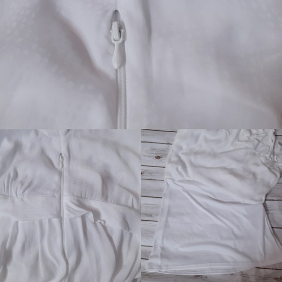 Show me your MuMu Virginia mini flowy ruffle dress w/ speckled dots in white - Picture 11 of 12